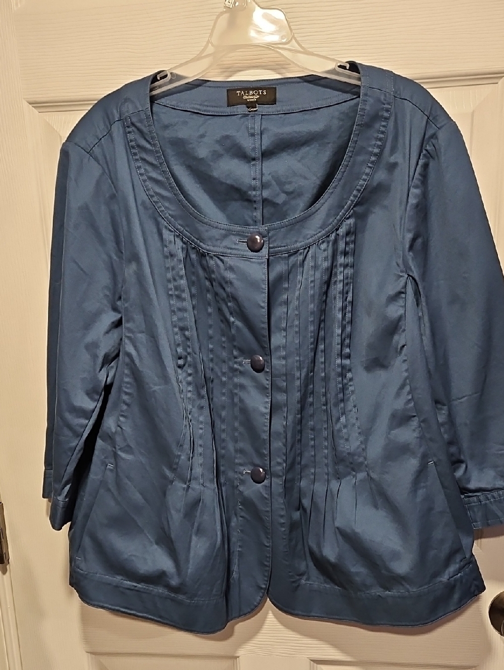 Talbots Slate Blue Pintuck Button Jacket